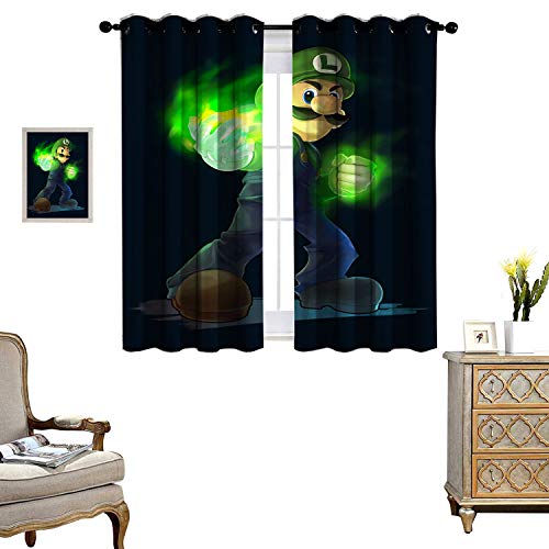 DRAGON VINES Living Room Grommet Insulation Curtain Blackout Curtains for Bedroom Super Mario Bros Wedding Party Decorations Set of 2 Panels W55 x L39