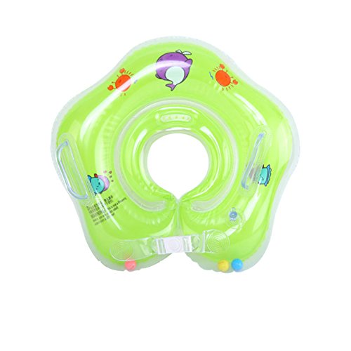 E-db Flotador Cuello Bebe Ajustable Inflable Doble Airbag Flotador Cuello para 1-18 Meses Bebé (Verde)