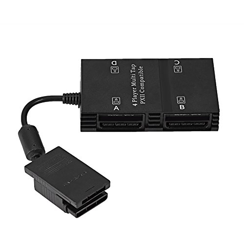 Eboxer Conector de Gamepad de 4 Adaptadores de Múltiples con 4 Ranuras de Memoria Compatibles con Función de Doble Descarga para Playstation 2