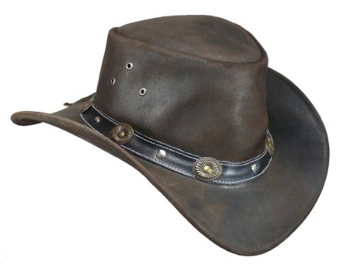 Elreno Scippis – Sombrero de cuero estilo oeste (M/56-57 – Marrón).