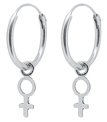 ENTREPLATA Pendientes Plata de Ley 925 Aro Colgante Símbolo Mujer Femenino Feminista Venus ENTREPLATA Pendientes Plata de Ley 925 Aro Colgante Símbolo Mujer Femenino Feminista Venus