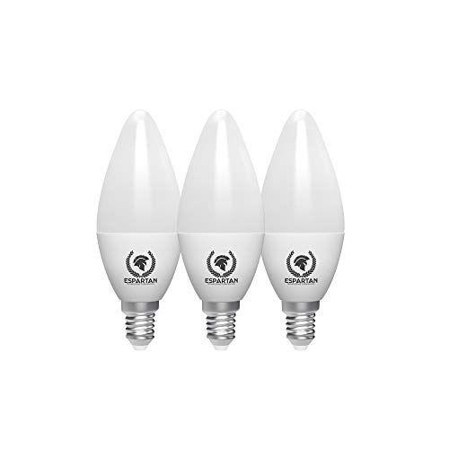 Espartan Bombilla LED E14 Luz fría Vela 6W, 6400K, 650 lúmenes - 3 unidades [Clase de eficiencia energética A+]