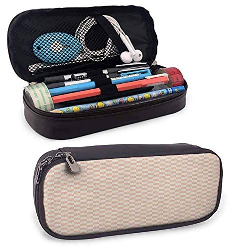 Estuche de cuero geométrico con cremallera, mesa de ajedrez de color salmón pálido, como cuadros modernos de color rosa, impresión de arte para Estuche de cuero geométrico con cremallera, mesa de ajedrez de color salmón pálido, como cuadros modernos de color rosa, impresión de arte para
