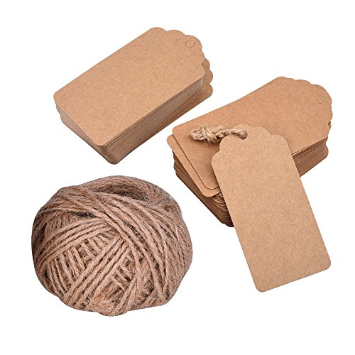 Etiquetas de Papel Kraft Etiquetas de Regalo Etiquetas de Boda con 30 Metros de Cuerda de Yute, 100 Piezas 7 x 4 cm (Marrón) Etiquetas de Papel Kraft Etiquetas de Regalo Etiquetas de Boda con 30 Metros de Cuerda de Yute, 100 Piezas 7 x 4 cm (Marrón)