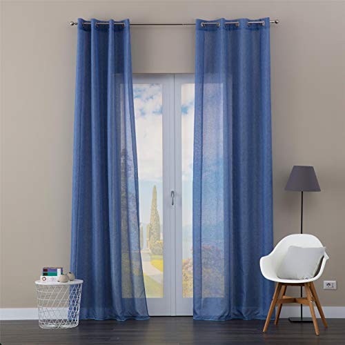 eurostyle Cortina Iris azul azul semitransparente con ojales de aluminio suave para dormitorio y salón 140 x 280 cm n 1 panel eurostyle Cortina Iris azul azul semitransparente con ojales de aluminio suave para dormitorio y salón 140 x 280 cm n 1 panel