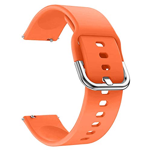 EWENYS Correa de repuesto para deportiva silicona suave de smartwatch, Compatibile con Samsung Galaxy Watch Gear S3 Classic / Huawei Watch GT 2 / Fossil Gen 5 / Amazfit GTR 2 (22mm, Naranja)