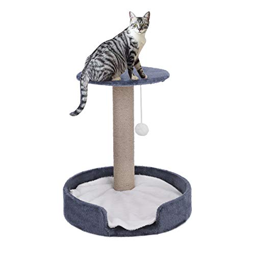 FakeFace Árbol rascador para gatos, cama para escalada, estable con cojín interior mullido, troncos de sisal, hueco de juguete, pelota para gatos, altura de 44 cm, color azul FakeFace Árbol rascador para gatos, cama para escalada, estable con cojín interior mullido, troncos de sisal, hueco de juguete, pelota para gatos, altura de 44 cm, color azul