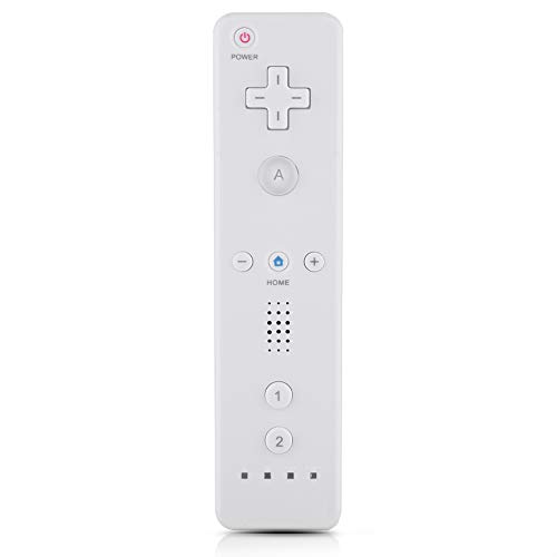 Fdit Mando a distancia con sensor remoto integrado Motion Plus con correa de muñeca y funda de silicona para Nintendo Wii Wii U (blanco)