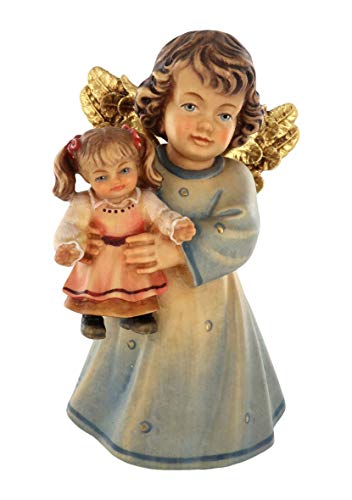 Ferrari & Arrighetti Ángel con muñeca - Talla de Madera Pintada a Mano Que Mide 14 cm - Demetz Deur Ferrari & Arrighetti Ángel con muñeca - Talla de Madera Pintada a Mano Que Mide 14 cm - Demetz Deur