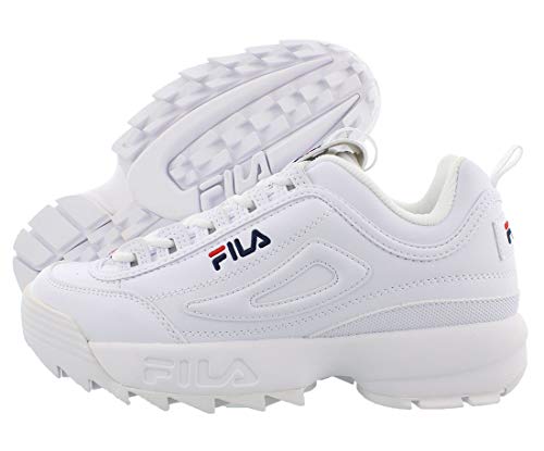 Fila Disruptor II FW02945-111 Leather Youth Trainers - White Peacoat Red - 38.5