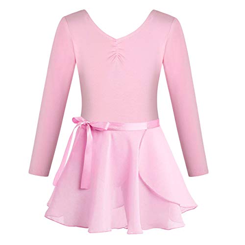 FONLAM Vestido Maillot de Ballet para Niña Conjunto de Dos Piezas Maillot + Falda Danza Gimnasia Ballet Niña (3 Años, Rosa)