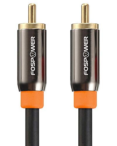 FosPower Cable de Audio RCA (1,82m/6ft) RCA Macho a RCA Macho [24K Oro Chapado Conectores] Premium S/PDIF Digital Audio Coax Cable