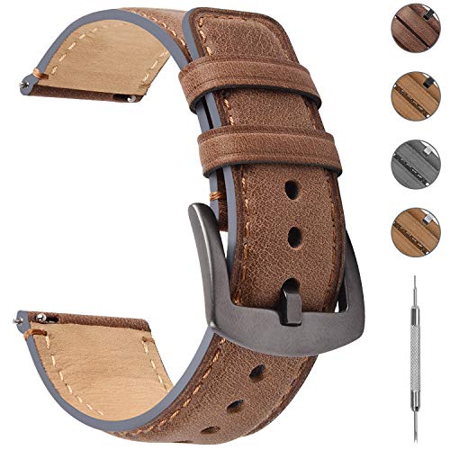 Fullmosa 3 Colores para Correa Reloj de Cuero Pulido 18 mm/20 mm/22 mm, YOLA Serie Pulsera de Piel para Relojes de Liberación Rápida para Hombres Mujeres, 22mm Marrón Oscuro + Herraje Gris Ahumado Fullmosa 3 Colores para Correa Reloj de Cuero Pulido 18 mm/20 mm/22 mm, YOLA Serie Pulsera de Piel para Relojes de Liberación Rápida para Hombres Mujeres, 22mm Marrón Oscuro + Herraje Gris Ahumado