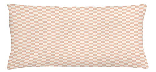Funda de cojín geométrica, color salmón pálido, mesa de ajedrez como cuadros de color rosa moderno, impresión de obras de arte, decoración cuadrada, 30 x 20 pulgadas, color crema melocotón