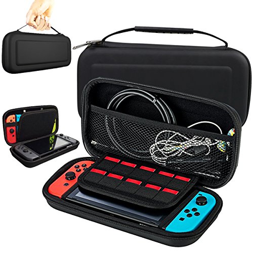 Funda para Nintendo Switch, Estuche de Transporte con más Espacio de Almacenamiento para 10 Juegos, Oficial Adaptador de AC y Otros Accesorios Nintendo Switch