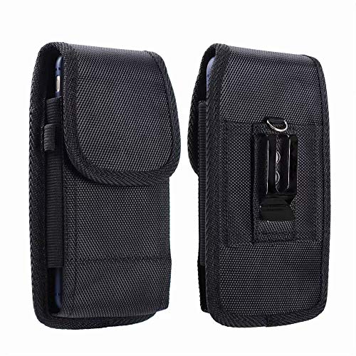 Funda Universal con Clip de Cinturón para Samsung Galaxy A7 2015 S10 Plus S20 S7 Edge S8 S9 Teléfono Móvil Vertical/Horizontal Nylon Bolsa de la Cintura Cover para Xiaomi Mi 8 Lite 9T Pro Negro