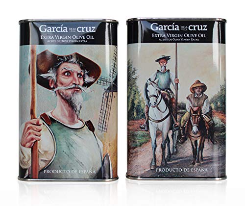 García de la Cruz - Pack 2 Latas Exclusivas Quijote y Sancho de Aceite de Oliva Virgen - 500 ml cada lata