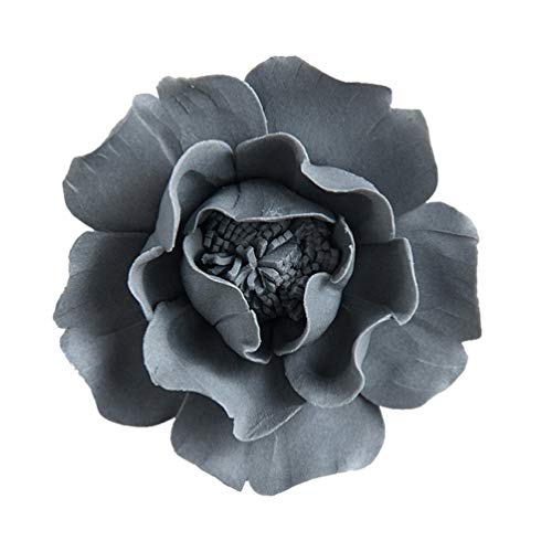 GARNECK 1 unid flor de cerámica colgando hecho a mano exquisito flor 3d cerámica artesanía cerámica peonía loto para oficina tienda hogar (gris)