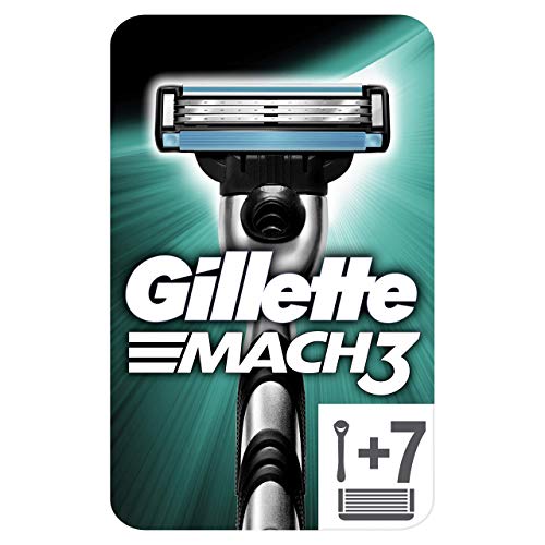Gillette Mach3 Maquinilla de Afeitar + 7 Cuchillas de Recambio, Regalos Originales para Hombre