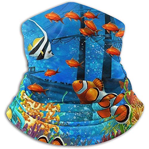 Gjiesh Océano Peces tropicales Coral Mundo submarino Calentador de cuello de pescado Diadema Máscara facial Bandana Pañuelo para la cabeza Bufanda Sombreros Esquí de carrera