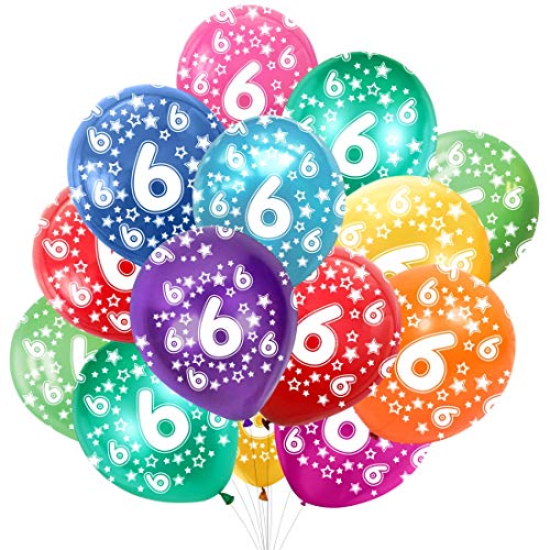 Globo Número 6, Cumpleaños Globos 6 Años, 6 Cumpleaños Decoración Globos Niño,Colores Globos Numeros 6 Fiesta Decoración para Feliz Cumpleaños,30 cm-Paquete de 30