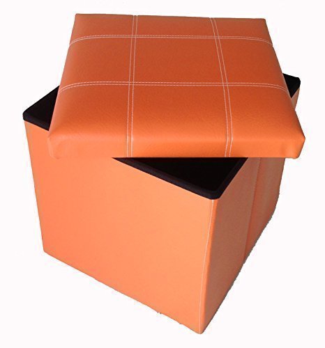 GMMH Original - Taburete Cubo de Almacenamiento para Sentarse, Caja Plegable 38 x 38 x 38 cm - Naranja