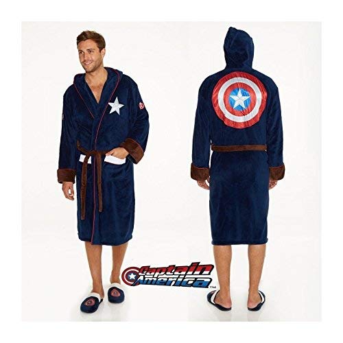 Groovy Marvel Capitán América Albornoz, poliéster, Azul, para Hombre