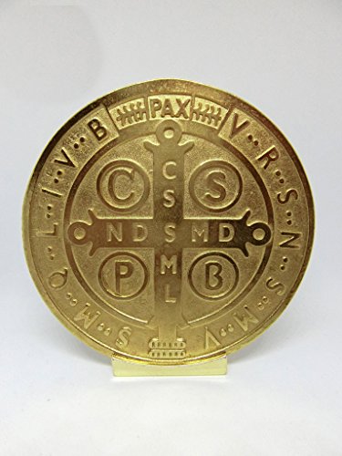 GTBITALY 69.080.20 Base medalla San Benito Medida 10 cm Oro con base expositora exorcista exorcismo