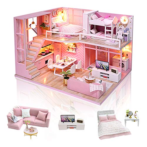 GuDoQi Casa de Muñecas de Madera DIY, Miniatura de la Casa de Muñecas con Muebles y Música, Modelo de Mini Apartamento Hecho a Mano, Dream Angels GuDoQi Casa de Muñecas de Madera DIY, Miniatura de la Casa de Muñecas con Muebles y Música, Modelo de Mini Apartamento Hecho a Mano, Dream Angels