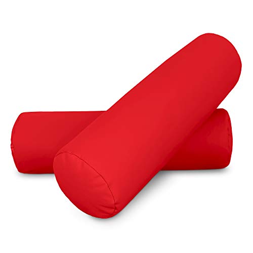 HAPPERS 2 Cojines cilíndrico de 50x15 en Polipiel Rojo. Almohada rulo cojín aliviar Dolor postural o Dormir