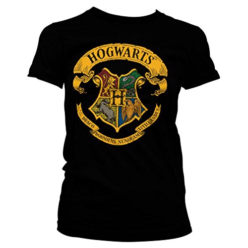 HARRY POTTER Camiseta Oficial de Mujer con Licencia Oficial Hogwarts House Crests