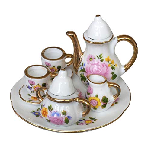 Healifty Muebles de casa de muñecas Accesorios de Cocina en Miniatura Mini Juego de Taza de té de Porcelana Adorno de vajilla para casa de muñecas a Escala 1: 6 1 Juego