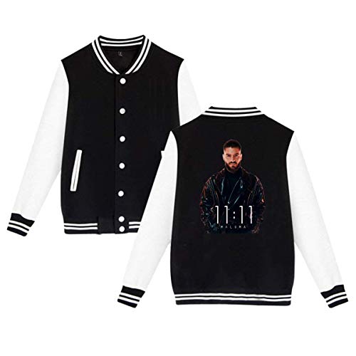Hengtaichang Maluma 11 11 Unisex Plus Velvet Baseball Uniform Jacket Sport Coat Black