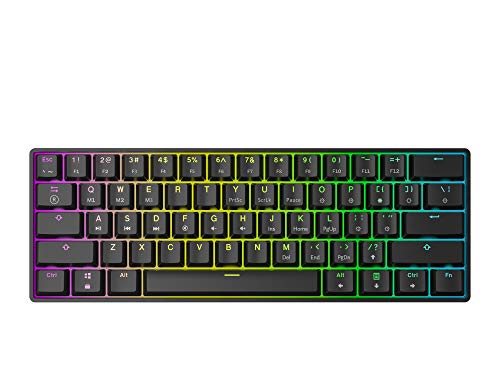 HK Gaming GK61 Teclado mecánico 61 Teclas RGB Iluminado, retroiluminación LED, para Juegos PC/Mac Gamer (Negro, Gateron Optical Black)