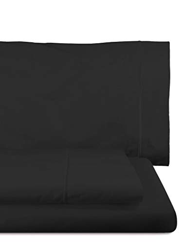 Home Royal - Juego de sábanas Compuesto por encimera, 250 x 285 cm, Bajera Ajustable, 158 x 200 cm, 2 Fundas para Almohada, 45 x 85 cm, Color Negro