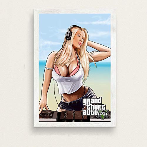 Hot Game Cover Grand Theft Auto 5 Bikini Hot Girl GTA Hot Video Game Art Painting Canvas Poster Wall Home Decor obrazy plakat 40x50cm 4