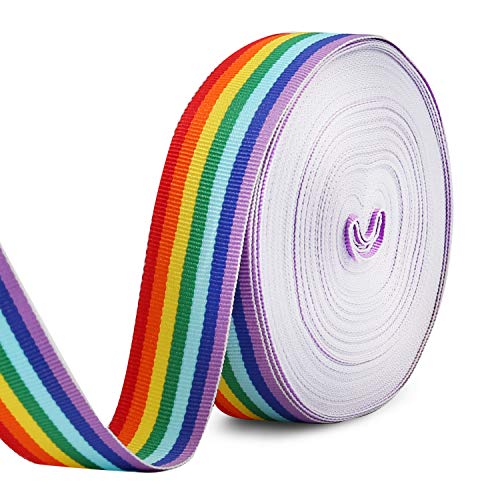 Howaf 25mm Rainbow Pride Ribbon Nastro grossgrain para pulsera lgbt, envoltura regalos, Fiesta de boda Decoración, DIY Manualidades, 20M