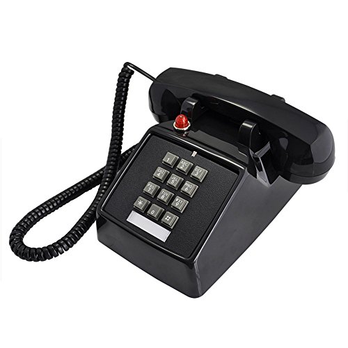 HTDZDX Teléfono Retro clásico Negro de Estilo Vintage Retro de los años 70, con Anillo de Campana Tradicional y dial de botón - Enchufe de teléfono estándar (Color : Black)