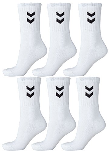 Hummel Calcetines deportivos unisex, 6 unidades, talla 41-45, color blanco