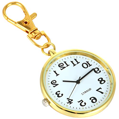 ibasenice Reloj de Bolsillo Llavero Clásico Redondo Vintage Reloj Colgante Enfermera Reloj de Solapa Doctor Clip en Insignia Reloj Fob