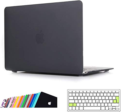 iNeseon Funda MacBook 12 Pulgada(Modelo A1534), Rígida Carcasa Case y Cubierta del Teclado Transparente EU Layout para 2015-2017 MacBook 12 Retina, Negro