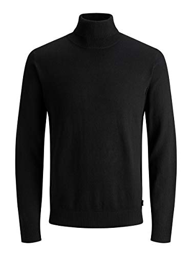 Jack & Jones Jjeemil Knit Roll Neck Noos Camiseta Cuello Alto, Negro (Black Black), Large para Hombre