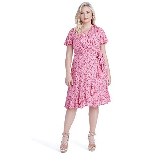 Jessica Simpson Ellie Wrap Dress Vestido, Orquídea Salvaje Flores Simples, 3X más para Mujer