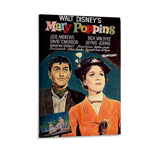 JHDSL Póster vintage retro película famosa musical de fantasía de Mary Poppins Lienzo artístico y arte de pared, impresión moderna para decoración de dormitorio familiar 40 x 60 cm