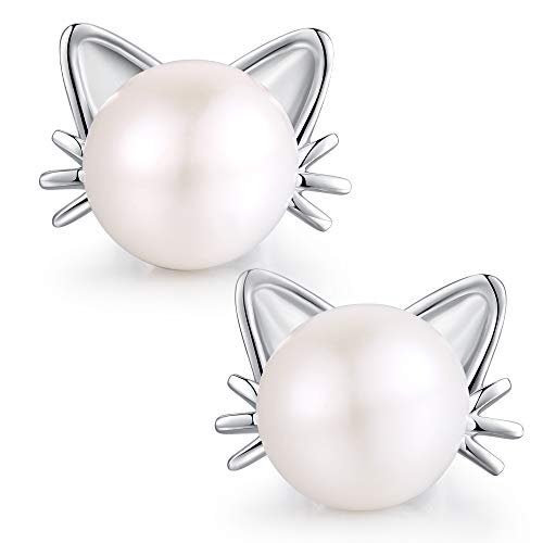 jiamiaoi Pendientes Mujer Plata Pendientes de Gato para Mujer Pendientes con Perlas Cultivadas de Agua Dulce Pendiente de Perlas de 7,5 mm jiamiaoi Pendientes Mujer Plata Pendientes de Gato para Mujer Pendientes con Perlas Cultivadas de Agua Dulce Pendiente de Perlas de 7,5 mm