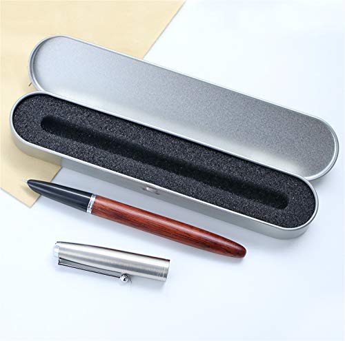 JinHao 51A Pluma estilográfica madera roja 0,38 mm Extra Fine Nib, para escribir caligrafía, suministros escolares de oficina con Estuche de bolígrafo de regalo