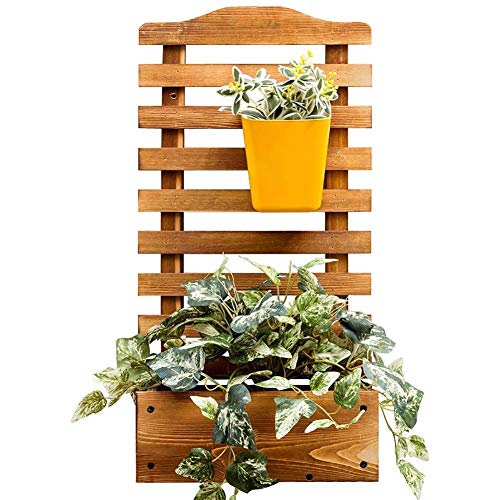 JPVGIA Montado en la Pared del jardín Rectangular de Madera Planter con cedazo por un jardín de Las vides Flor de Escalada Tiesto Caja de jardín Patio de Madera Panel Enrejado - 30m * 16m * 60cm