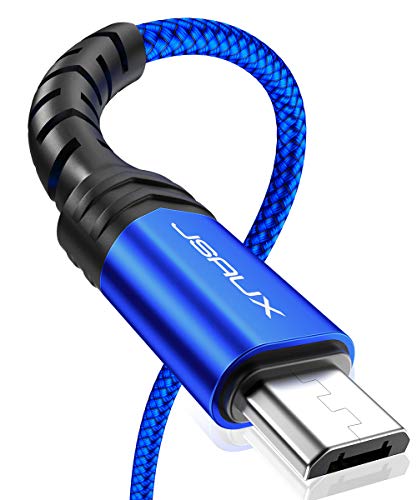 JSAUX Cable Micro USB [2PC,2M] 3A Duradero Cable USB Micro USB Nylon Trenzado Carga Rápida y Sincronizació Compatible con Android,Samsung Galaxy S7 S6 J5 J7,Xiaomi,Huawei,Sony,Nexus-Azul