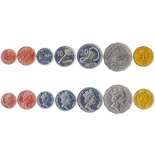 Juego de 7 Monedas de Fiji: 1, 2, 5, 10, 20, 50 centavos, 1 dólar. 1990-2006