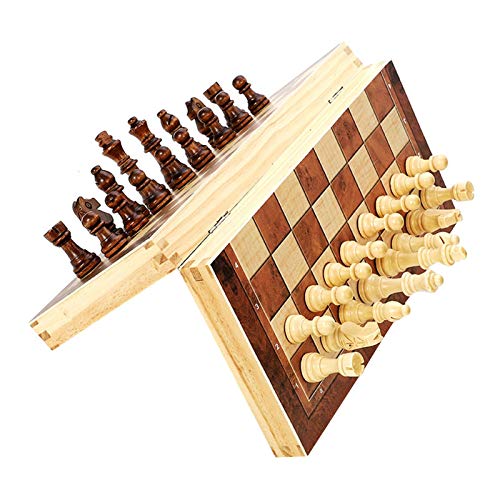 Juego de ajedrez de madera, juego de damas de ajedrez de madera magnética, tablero de ajedrez plegable y piezas de ajedrez hechas a mano, juego de ajedrez Staunton de viaje de madera